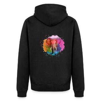 éléphant, bleu, coloré, peinture, coloré, aquarelle, graffiti - Veste à capuche bio Premium Unisexe - noir - Dos - Nico (187cm)