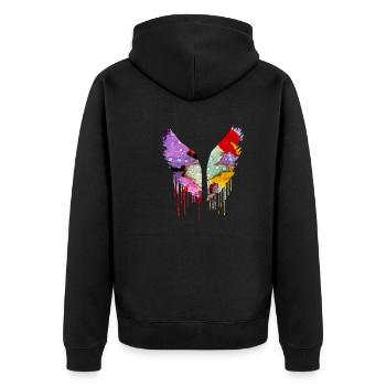 angelwings,flügel,aquarell,bunt,engelsflügel - Unisex Premium Bio Zip Hoodie - Schwarz - Hinten - Nico (187cm)