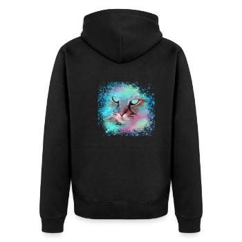 siam cat, neon, cat, graffiti, painting, watercolor - Unisex Premium Organic Zip Hoodie - black - Back - Nico (187cm)