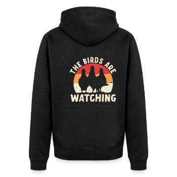 Birds Are Watching - Unisex Premium Organic Zip Hoodie - black - Back - Nico (187cm)