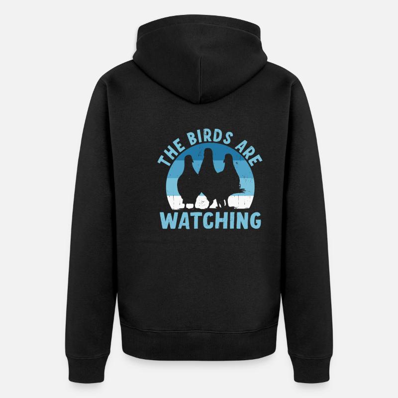 Les oiseaux observent - Veste à capuche bio Premium Unisexe - noir