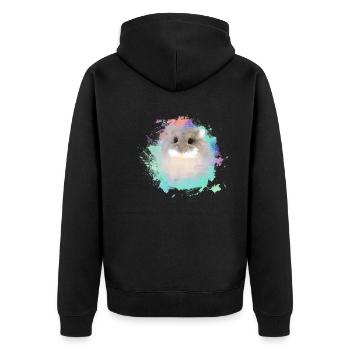 zwerghamster,hamster,bunt,graffiti,malerei,mint - Unisex Premium Bio Zip Hoodie - Schwarz - Hinten - Nico (187cm)