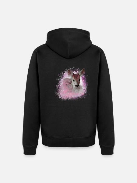 reh rosa,wild,kitz,graffiti,bambi,rehkitz,fohlen - Unisex Premium Bio Zip Hoodie - Schwarz