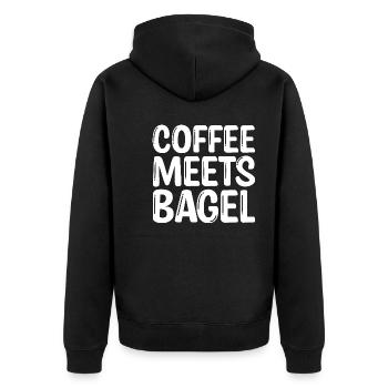 Le café rencontre Bagel - Veste à capuche bio Premium Unisexe - noir - Dos - Nico (187cm)