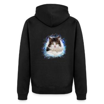 maincoon,katze,graffiti,malerei, Maine-Coon-Katze, - Unisex Premium Bio Zip Hoodie - Schwarz - Hinten - Nico (187cm)