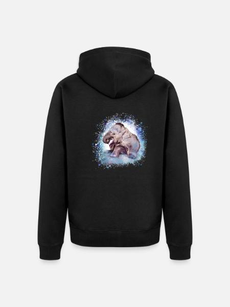 babyelefant,elephant,graffiti,blue,painting - Unisex Premium Organic Zip Hoodie - black
