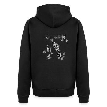 giraffe, butterflies,neck,flies,colorful,painting - Unisex Premium Organic Zip Hoodie - black - Back - Nico (187cm)