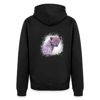 leopard, cat, wildcat, graffiti, painting, green - Unisex Premium Organic Zip Hoodie - black - Back - Nico (187cm)