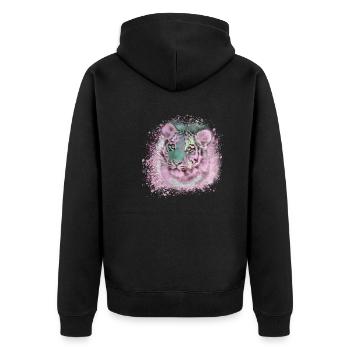 tigerbaby,tiger,rosa,graffiti,malerei - Unisex Premium Bio Zip Hoodie - Schwarz - Hinten - Nico (187cm)