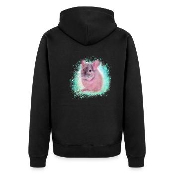 chinchilla, graffiti, peintre, bleu, animal de compagnie, rose - Veste à capuche bio Premium Unisexe - noir - Dos - Nico (187cm)