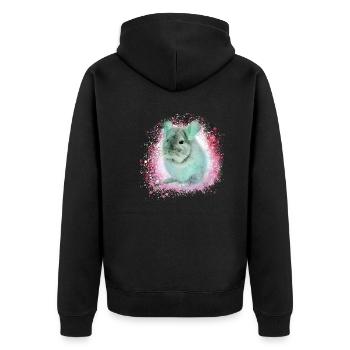 chinchilla, graffiti, peintre, bleu, animal de compagnie, rose - Veste à capuche bio Premium Unisexe - noir - Dos - Nico (187cm)