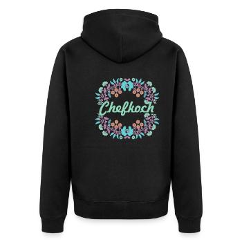 ungarische blumen,chefkoch,blumen,floral,blumen - Unisex Premium Bio Zip Hoodie - Schwarz - Hinten - Nico (187cm)