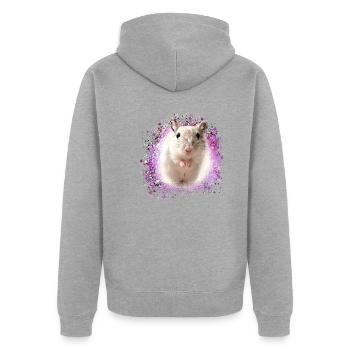 Jumping mouse,mouse,graffiti,painting,shrew - Unisex Premium Organic Zip Hoodie - heather grey - Back - Nico (187cm)