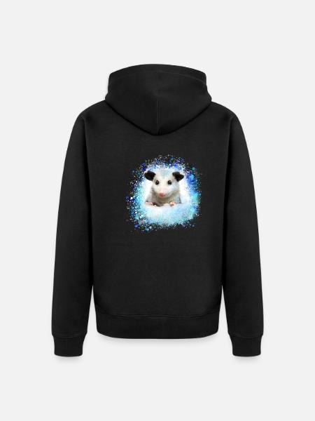 Opossum,mouse,rodent,graffiti - Unisex Premium Organic Zip Hoodie - black