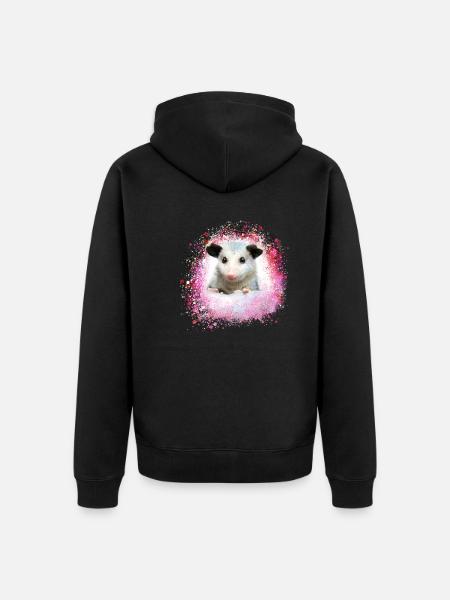 Opossum,mouse,rodent,graffiti - Unisex Premium Organic Zip Hoodie - black