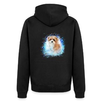 Havanese,Bolognese,Maltese,Dog,Graffiti, - Unisex Premium Organic Zip Hoodie - black - Back - Nico (187cm)