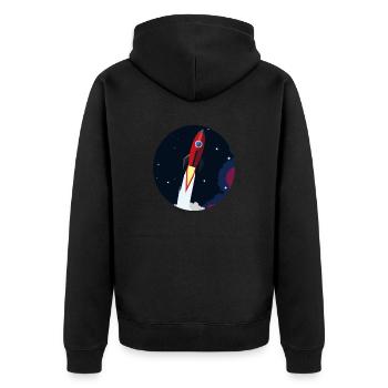 Rocket Go - Unisex Premium Organic Zip Hoodie - black - Back - Nico (187cm)