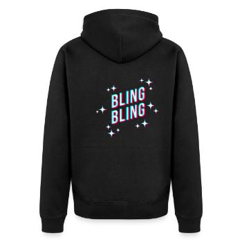 bling bling funkelnde sterne spruch sticker cool - Unisex Premium Bio Zip Hoodie - Schwarz - Hinten - Nico (187cm)