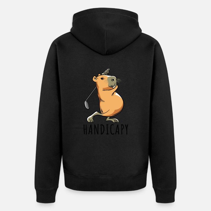 Capybara Golf Handicap - Handicapy - Unisex Premium Bio Zip Hoodie - Schwarz