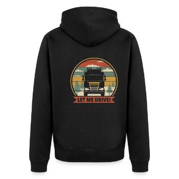 Lass mich fahren Lkw-Fahrer - Unisex Premium Bio Zip Hoodie - Schwarz - Hinten - Nico (187cm)