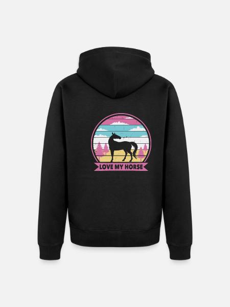 J’aime mon cheval - Veste à capuche bio Premium Unisexe - noir