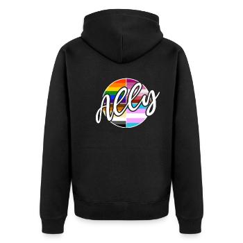 Ally - LGBTIQ Queer Gay Pride CSD Verbündetenschaf - Unisex Premium Bio Zip Hoodie - Schwarz - Hinten - Nico (187cm)
