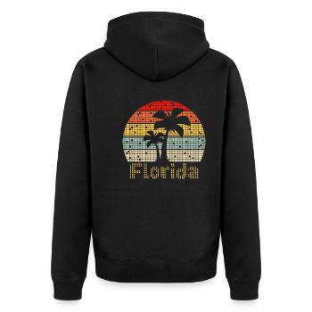 8bit Retro Florida Urlaub - Unisex Premium Bio Zip Hoodie - Schwarz - Hinten - Nico (187cm)