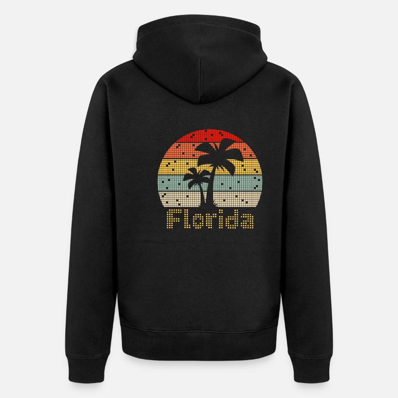 8bit Retro Florida Urlaub - Unisex Premium Bio Zip Hoodie - Schwarz