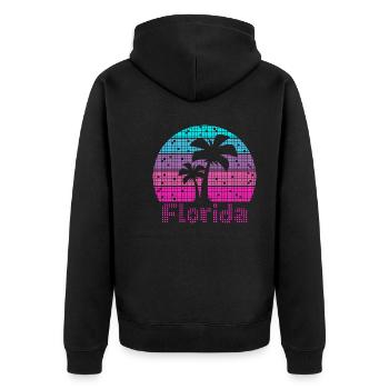 8bit Retro Florida Urlaub - Unisex Premium Bio Zip Hoodie - Schwarz - Hinten - Nico (187cm)