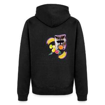raccoon,bear,graffiti,painting,mint,fruit - Unisex Premium Organic Zip Hoodie - black - Back - Nico (187cm)
