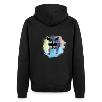 raccoon,bear,graffiti,painting,colorful,fruit - Unisex Premium Organic Zip Hoodie - black - Back - Nico (187cm)
