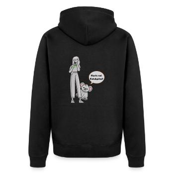 Koala fragt nach Eukalyptus - Unisex Premium Bio Zip Hoodie - Schwarz - Hinten - Nico (187cm)