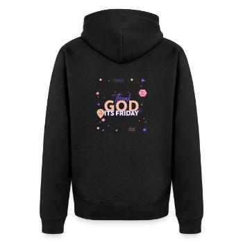 Thank God Its Friday - Unisex Premium Organic Zip Hoodie - black - Back - Nico (187cm)