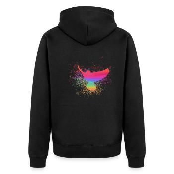 sourd coloré, sourd, oiseau, aquarelle, graffiti - Veste à capuche bio Premium Unisexe - noir - Dos - Nico (187cm)
