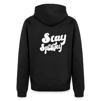 stay spooky witch halloween spruch kürbis - Unisex Premium Bio Zip Hoodie - Schwarz - Hinten - Nico (187cm)