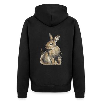 Lapin Lapin Portrait Aquarelle Peinture - Veste à capuche bio Premium Unisexe - noir - Dos - Nico (187cm)