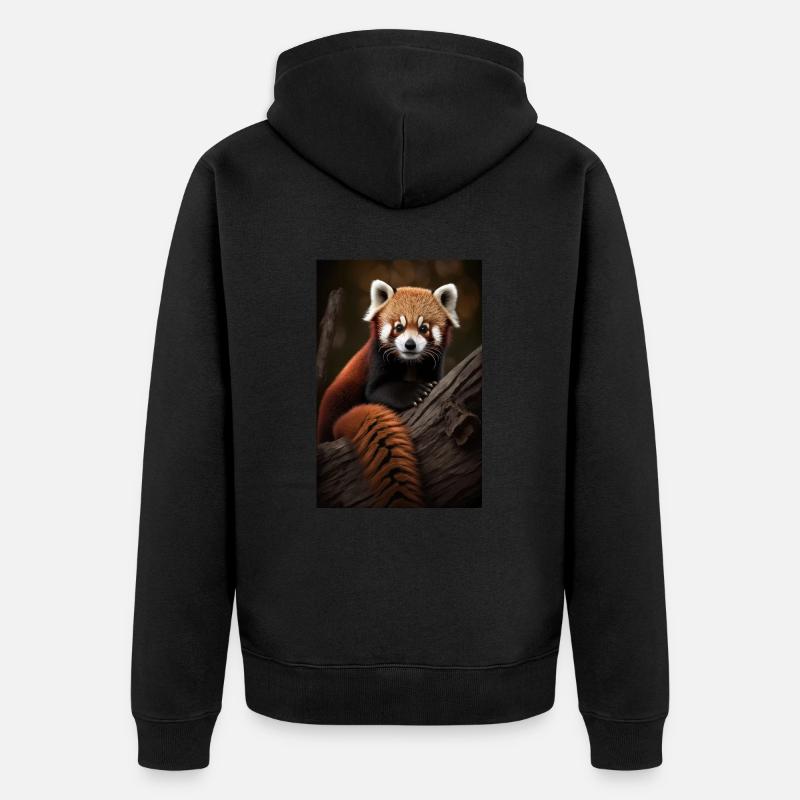 Panda roux mignon - Veste à capuche bio Premium Unisexe - noir