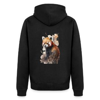 Red Panda Little Panda Realistic Watercolor - Unisex Premium Organic Zip Hoodie - black - Back - Nico (187cm)