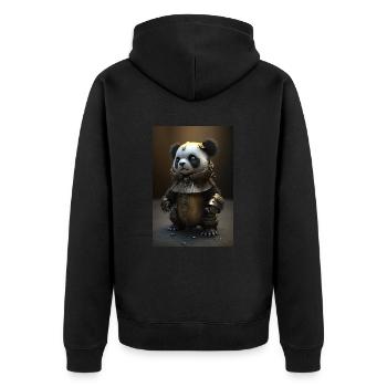 Panda Metal Cool Mechaniker Eisen Fantasy tier süß - Unisex Premium Bio Zip Hoodie - Schwarz - Hinten - Nico (187cm)