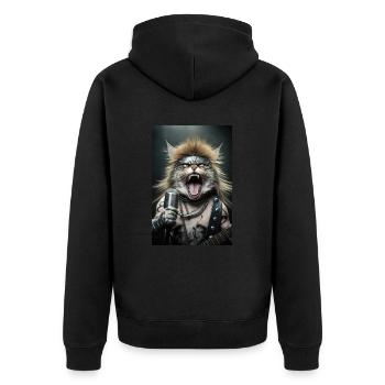 Cat Heavy Metal Chanteur Rock Cool Guitare Musique - Veste à capuche bio Premium Unisexe - noir - Dos - Nico (187cm)