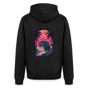 Tiger Vaporwave Retro 80s Palm Beach Summer - Veste à capuche bio Premium Unisexe - noir - Dos - Nico (187cm)