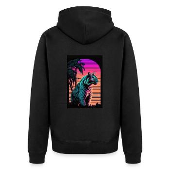 Tiger Vaporwave Retro 80s Palm Beach Summer - Veste à capuche bio Premium Unisexe - noir - Dos - Nico (187cm)