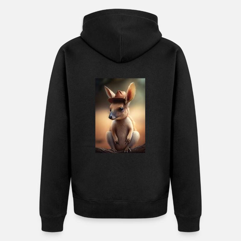 Kangourou mignon avec chapeau - Veste à capuche bio Premium Unisexe - noir