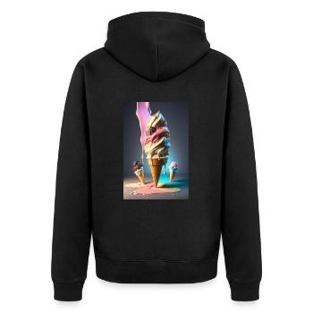 Eis Eiswaffel süßes essen Food Foodie Love Ice - Unisex Premium Bio Zip Hoodie - Schwarz - Hinten - Nico (187cm)