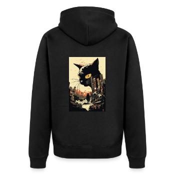 Cat Japan Monster City Anime High-rises - Unisex Premium Organic Zip Hoodie - black - Back - Nico (187cm)