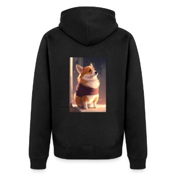 Gallois Corgi Anime Manga Cartoon Cute Kawaii - Veste à capuche bio Premium Unisexe - noir - Dos - Nico (187cm)