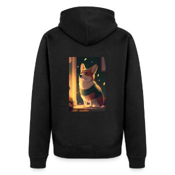 Gallois Corgi Anime Manga Cartoon Cute Kawaii - Veste à capuche bio Premium Unisexe - noir - Dos - Nico (187cm)