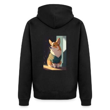 Gallois Corgi Anime Manga Cartoon Cute Kawaii - Veste à capuche bio Premium Unisexe - noir - Dos - Nico (187cm)