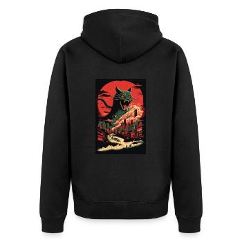 Cat Monster Destroys City Japan Anime Manga - Veste à capuche bio Premium Unisexe - noir - Dos - Nico (187cm)