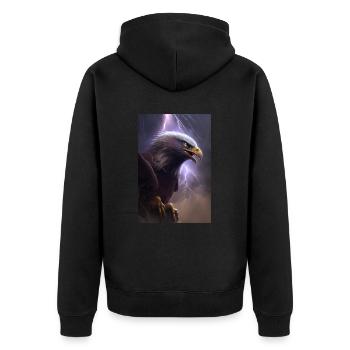 Eagle Lightning Cool Storm Animal Bird Epic - Unisex Premium Organic Zip Hoodie - black - Back - Nico (187cm)
